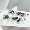 Black Aurora Princess Handmade Nail Tips - Short Oval /
