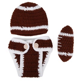 Newborn Baby Hat Pants Baseball Costume Photo Photography Prop Hats OutfitsBrown 0‑3 Months Old