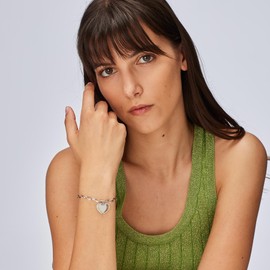 S'Agapõ Women's Steel Bracelet with Heart Symbol | Message Collection - SSG19, 190mm, Stainless Steel