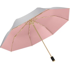 ThreeH UV Umbrella Sun Protection UPF 50+ Compact Travel Umbrella Double Layer Sun Protection with 8 Ribs, pink
