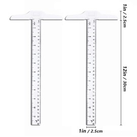 2Pcs Double Sided T Square Ruler Durable Precise T Square Plastic Ruler Drafting Acrylic Clear T Ruler Useful Scale T Shape Ruler for Crafting Drafting