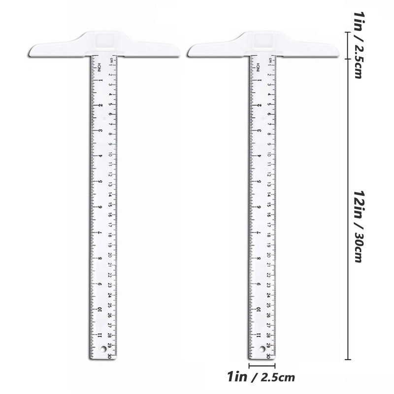 2Pcs Double Sided T Square Ruler Durable Precise T Square