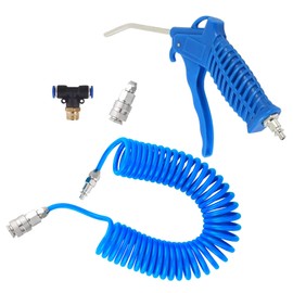 ACHANFLY Air Blow Gun Truck Air Duster Gun Air Tools Compressor Accessories Hose Kit Airline Blower Gun Compressor Air Gun with 5 Metre Recoil Hose Heavy Duty 360 Degree Rotating for Lorry Truck Car