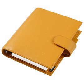 Moterm Personal-Wide Luxe Rings Planner - Genuine Leather Binder Organizer (Pebbled-Mustard, 30mm Ring)