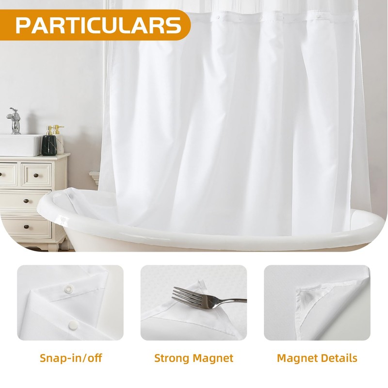 eachope 1 Pack Fabric Snap-in Shower Curtain Liner Replacement,Compatible with