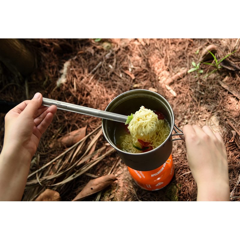 Boundless Voyage Outdoor Titanium Long Handle 220mm Spork Polished Titanium
