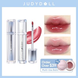JUDYDOLL Ice Watery Lip Gloss, Mirror Lip Glaze, Glossy Lip Stain, Transfer-Proof, Metal Applicator, Waterproof, Long-Lasting, Moisturizing, Liquid Lipsticks, Plumping, Not Easy To Fade, Makeup, Cosmetics:_#06+#07