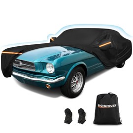 Car Cover for Ford Mustang 1964-1968, Waterproof 210D Oxford Cloth and Cotton Cover Outdoor Full Car Covers with Zipper Windproof Heavy Duty All Weather with Wind, Sun, UV and Dust Protectio