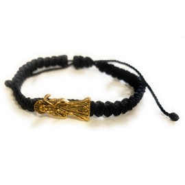 LONTCS Boys' Black and Gold Santa Muerte Bracelet
