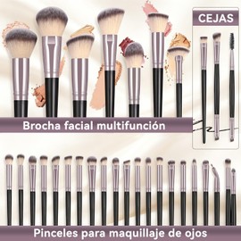 Set De 52 Piezas De Utensilios De Maquillaje,Que Incluye 30 Pinceles Y Esponjas De Maquillaje,Con Bolsa De Almacenamiento De Felpal,Set De Pinceles Multifuncionales, Ideal Para Viajar Y Para El Uso Diario (Negro y dorado)