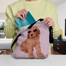 Cockapoo Gifts for Dog Lovers Owners - Reusable Shopper Shoulder Tote Bags with Dogs on - Pink