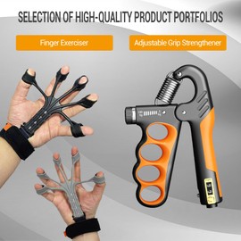 Hand Grips Strengthener, Forearm Strength Trainer- Adjustable Resistance 11-220Lbs Hand gripper with Counting,Finger Exerciser,Hand Extension Exerciser for Muscle Building and Injury Recover Combo Set