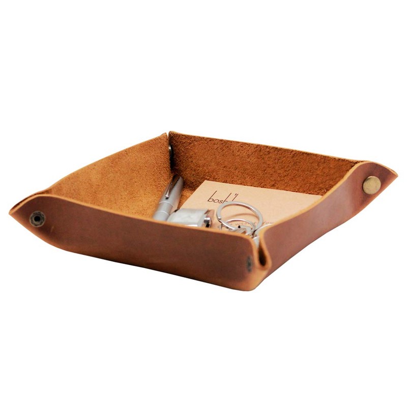 boshiho Valet Tray for Men, Leather Jewelry Catchall Key Phone