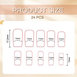 GlamRays French Tip Press on Nails Short Square False Nails with Bow Charm Design Black White Zebra Pattern False Nails Cute Little Flowers 24 Pieces