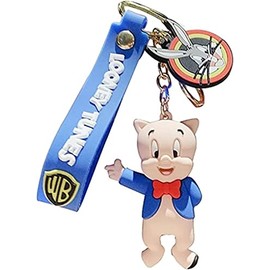 TCB Creations Porky Cartoon Pig Character 3D Silicone Charm Keychain Keyring