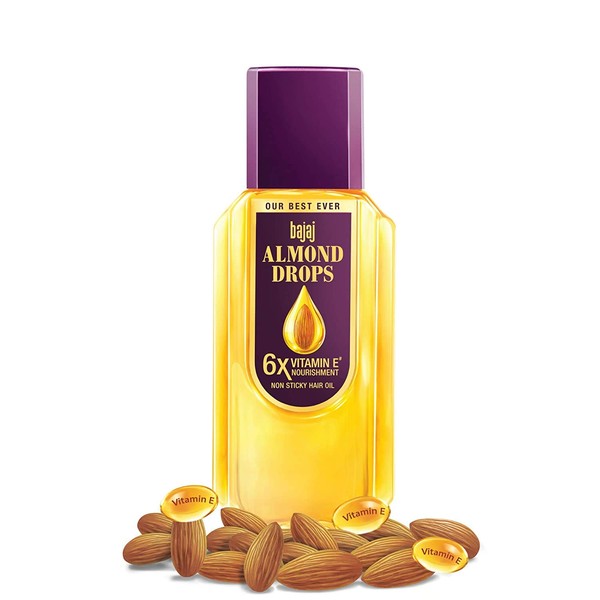 'Bajaj Almond Drops Non-Sticky Hair Oil, 300ml- 6x Vitamin E Nourishment 300 ml (Pack of 1)