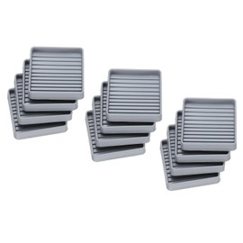 sourcing map Furniture Pads, 12Pcs 2.5'' x 2.5'' - Square Rubber Chair Leg Floor Protectors, Non-slip Caster Cup with Anti-slip Strips for Hardwood Floors (Grey)
