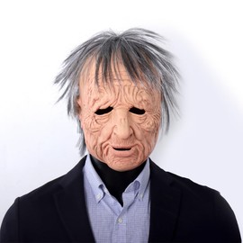 Lofytain Realistic Men's Old Woman Mask - Lifelike Elderly Face Masks for Costumes, Pranks, and Parties (old gentleman)