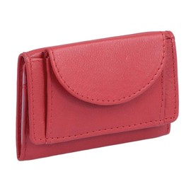 LEAS Small Men's and Women's wallet, Genuine Leather, red Mini-Edition''