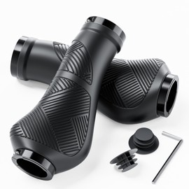 Ergonomic Bicycle Grips, Non-Slip Handlebar Grips Bicycle, Two Sides Lock-On Design Bicycle Handlebar Grips for 22.2 mm Y1 (130 mm + 130 mm, Type 2)