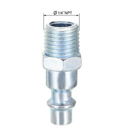 sourcing map High-Flow Plug, Quick Coupler Plug Air Hose Fitting Quick-Connect Fitting, 1/4" NPT Male Plug 2pcs