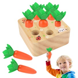 Wooden Toy from 1 Year | Baby Motor Skills Montessori Toy Wooden Puzzle Carrot Harvest Educational Toy Wooden Toddler Toy Sorting Game Gifts for Children Toddler