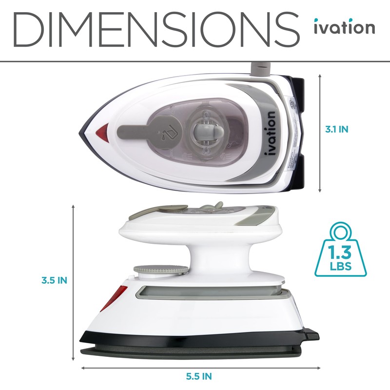 Ivation Travel Steam Iron | Mini Dual Voltage Dry Iron
