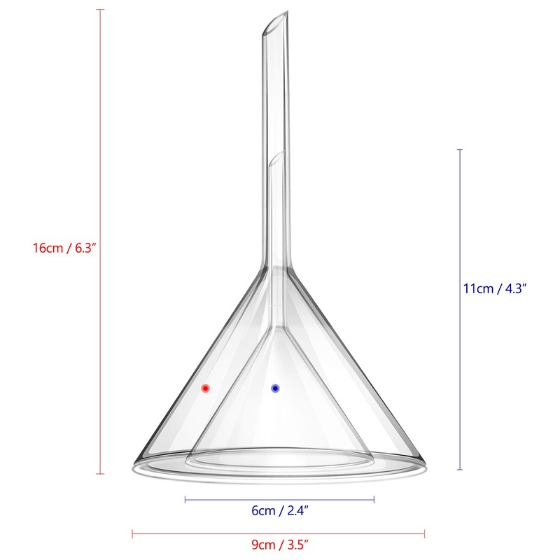 2-Pack Glass Funnel, Funnel Laboratory Instrument 60mm 90mm Kitchen Lab