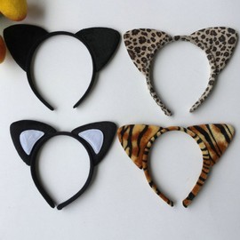 Zthread 4 Pack Girl Headband Cloth Tiger Leopard Cat Ear Headband Animal Cartoon Hair Hoop Fancy Dress Party Supply, Mixed Colors