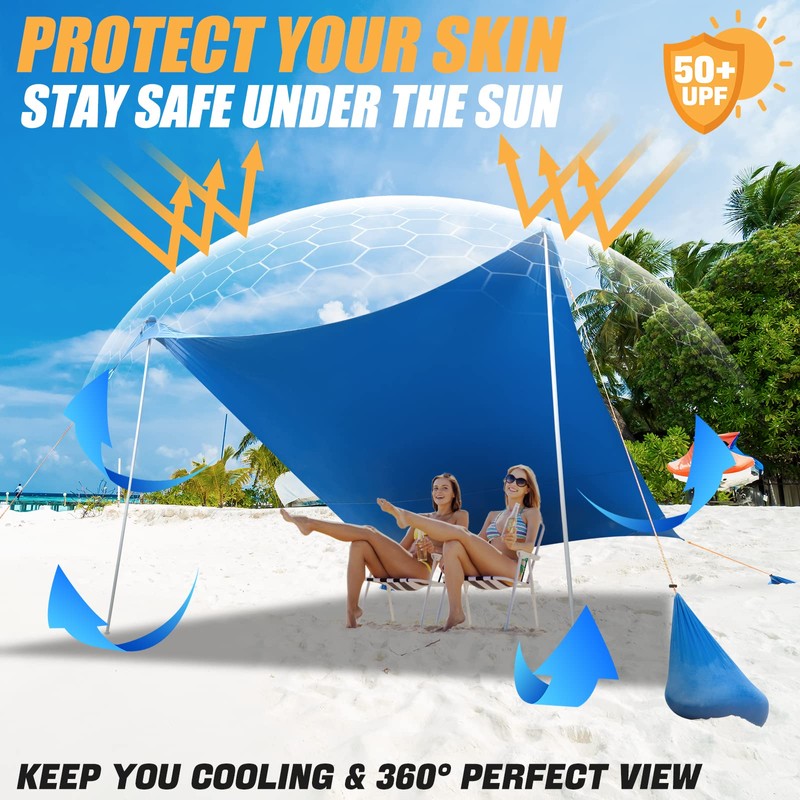 RUNBOW Beach Shade Canopy, Pop Up Sun Shade Tent with