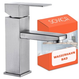 Bathroom Stainless Steel Single Lever Mixer Tap Hot and Cold Water with 2 Hoses Including Washbasin Tap