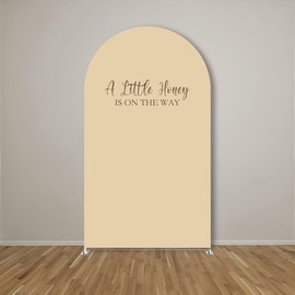 Iydamc A Little Honey is ON The Way Theme Arched Backdrop Covers Beige Stretchy Arch Stand Cover for Baby Shower Birthday Party Decoration Props (No Stand!)