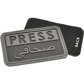 Hazard 4 Press/Arabic Rubber 3D Velcro On Patch, Black/Grey