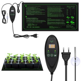 Apritsce Heating Mat Plants with Thermostat, 53 x 25 cm 30 W Heat Mat Plants with 6 Temperature Levels and 6 Timer Levels, Seedling Heat Mat for Seedling Germination Plants Growth