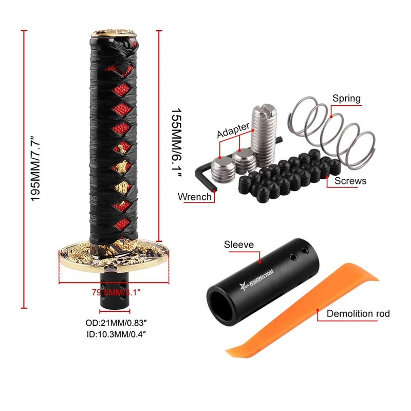 RYANSTAR Samurai Sword Automatic Shift Knob Universal Compatible with Lock/Button