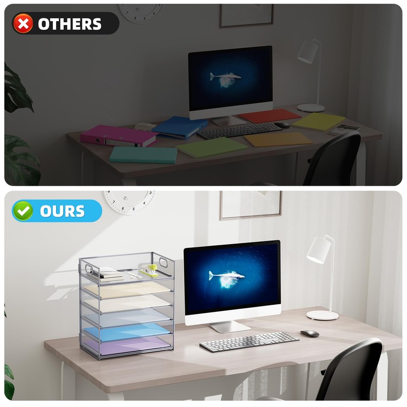 Marbrasse 6 Tier Paper Organizer Letter Tray - Mesh Desk