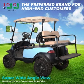 10L0L Golf Cart Folding Side Mirror and 4 Panel Rear View Mirror, Universal fit EZGO Club Car Yamaha, Adjustable Wide Panoramic Golf Cart Mirrors Combo