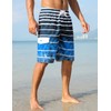 unitop Men's Beachwear Swim Trunks Quick Dry Striped Drawstring Blue-1