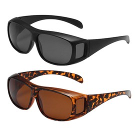UILYNIU 2 Paar Polarisiert Sonnenbrille zum Überziehen für Brillenträger, Übergröße Sonnenbrille für Damen Herren, Überbrille Überziehbrille UV-Schutz Fit-Over Brille für Autofahren Angeln