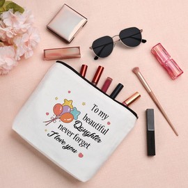 QONCV Daughter Christmas Gifts, Daughter Makeup Bag Cosmetic Bags Mothers Day Valentines Day National Daughters Day Birthday Christmas Easter Graduation Gift Ideas for Women