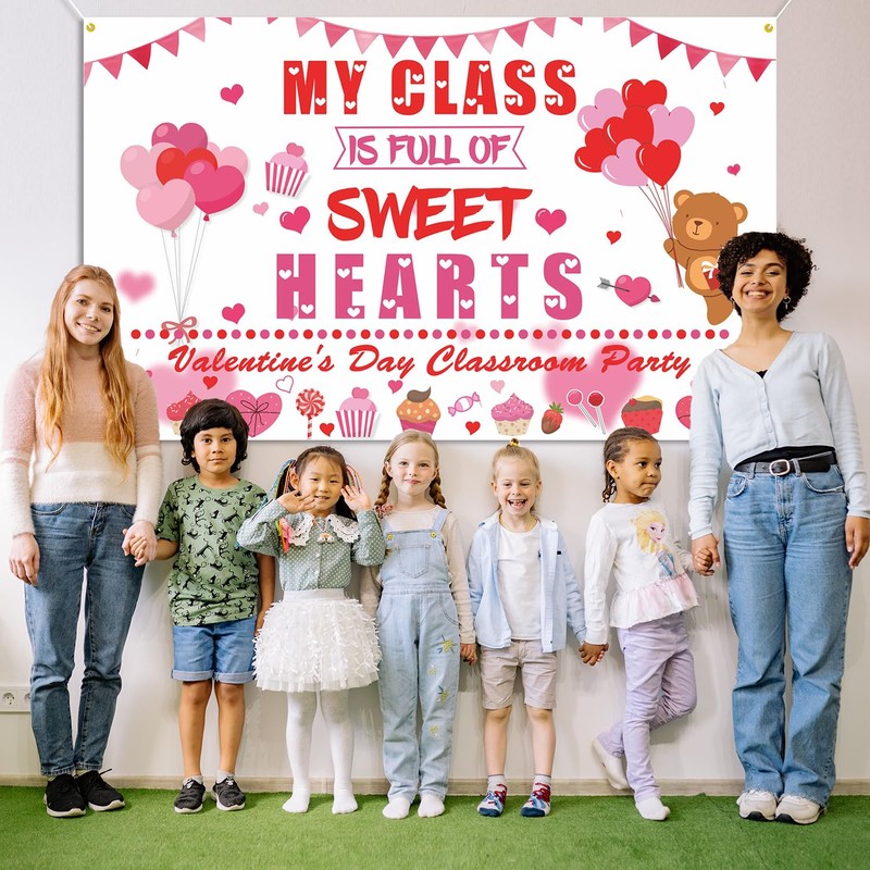 My Class is Full of Sweethearts Backdrop Banner Valentine's Day