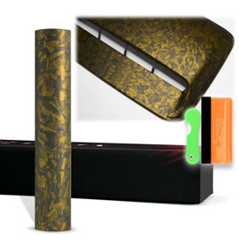 12"x60" (1FTx5FT) PET Marble Forged Carbon Fiber Textured Matte Golden Yellow Vinyl Wrap Auto Car Sticker Decal Film Sheet Bubble Free Air Release Technology with Tool Kit