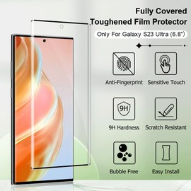 (2+2 Pack) For Galaxy S23 Ultra Screen Protector And Camera Lens Protector, 9h Hardness, Easy Install No Bubbles, Support Fingerprint Unlock, High Definition, For Galaxy S23 Ultra (6.8 Inch)