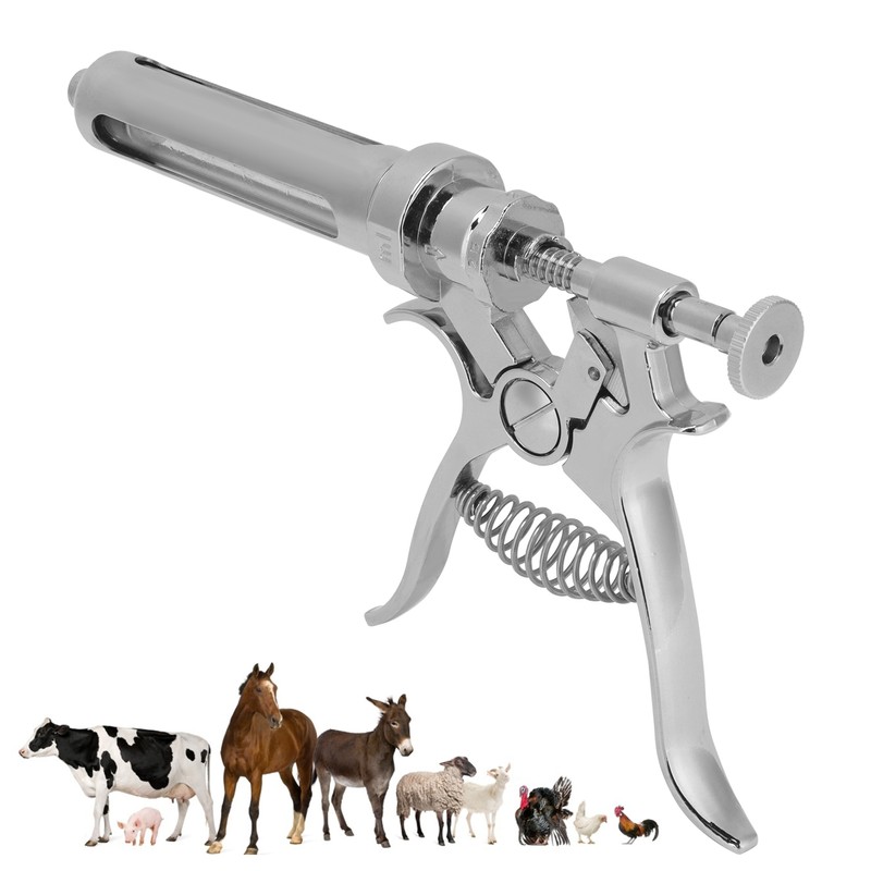 SemiAutomatic Metal AntiRust Livestock Injection Syringe for Veterinary Equipment(30ml Syringe