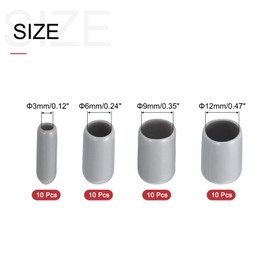 sourcing map 40pcs Round Rubber End Caps 3mm 6mm 9mm 12mm Grey Vinyl Cover Screw Thread Protectors Assortment Kit