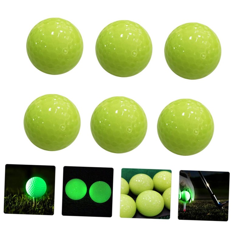 Generic 6pcs Fluorescent Glow Dark Led Golf Balls Night Practice