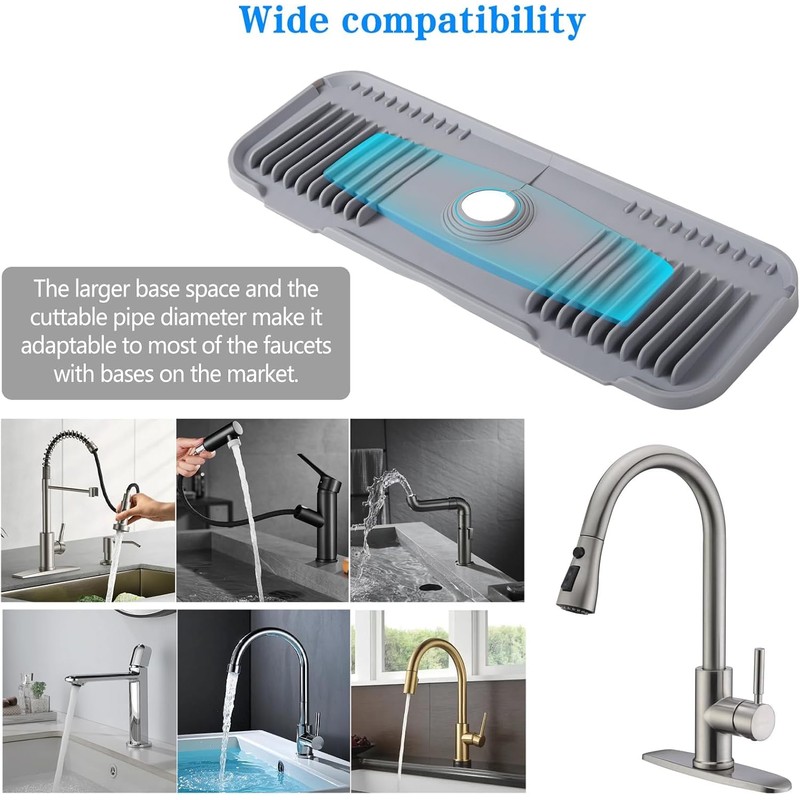 2nd Generation Silicone Faucet Mat, Kitchen Silicone Faucet Drip Catcher