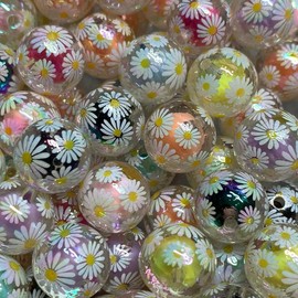 Printed 16mm Beads 15pk - Customizable Designs for DIY Projects, Durable High-Quality Acrylic Beads for Crafting & Jewelry Making:_Double Layer Dasies