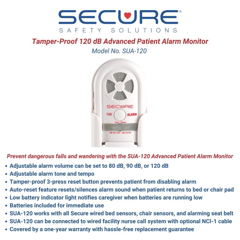 Secure Wheelchair Seat Belt Patient Alarm Set for Fall and
