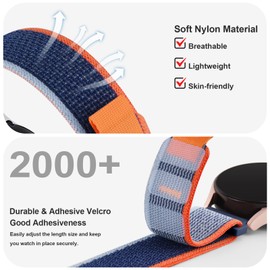 Mugust Pack of 3 Nylon Watch Strap 22 mm 20 mm Strap with Quick Release, Velcro Fastener and Quick Adjustment Watch Straps, Universal 22 mm 20 mm Replacement Strap for Smartwatch Watch Bracelets, 22